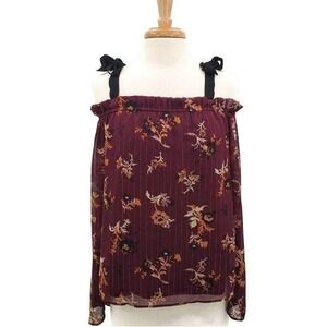 Womens Cold Shoulder Floral Blouse Size‎ M Boho Multicolor Casual C Apparel